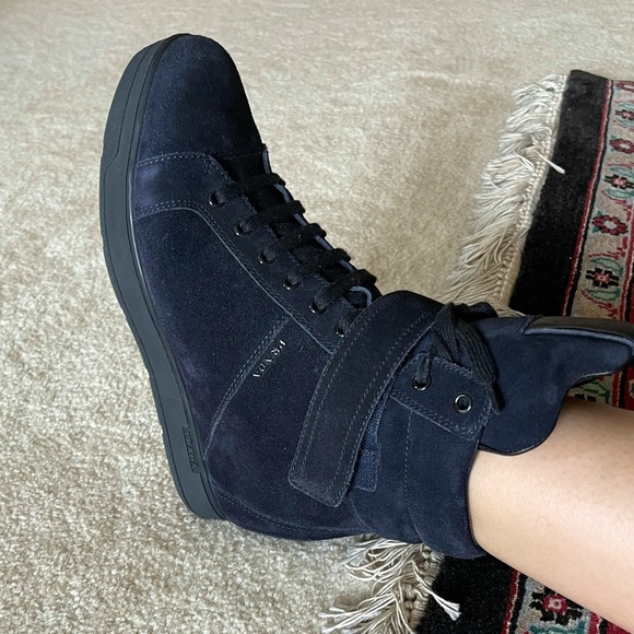 Like-new Prada high-top suede wedge sneakers 39.5 - Picture 10 of 10